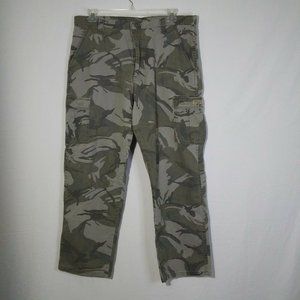 Vtg 90's Wrangler Mens Grey Camo Flat Front Comfortable Cargo Jeans Sz 38x32